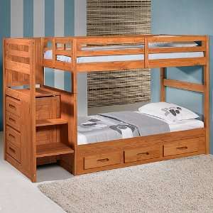  Discovery Twin/Twin Staircase Bunk w/ 3 Drawers Desk 
