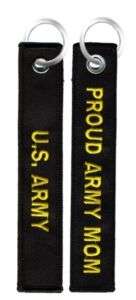 PROUD ARMY MOM EMBROIDERED MILITARY KEY CHAIN  