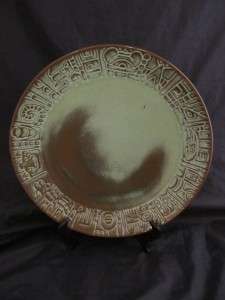 Frankoma Mayan Aztec Prairie Green   Large Round Platter Chop Plate 