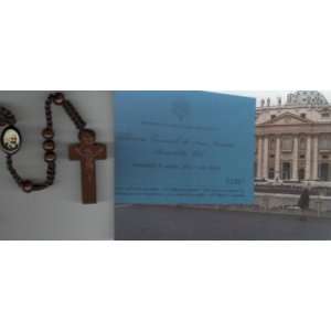 Saint/St. Padre Pio Wood Rosary Blessed by Pope Benedict XVI on April 