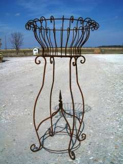   Wrought Iron w/ Finial Plant Stand Metal Planters Garden Plant Stand