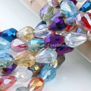 8x12mm *Mix Faceted Teardrop Crystal Glass Bead New 50P  