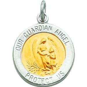  Sterling Silver & Vermeil Angel Round Medal Jewelry
