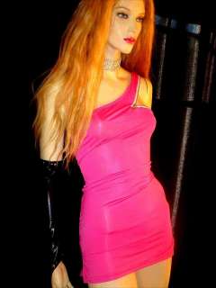 PINK Mini Dress or Top One Shoulder Zipper Design Clubwear Party 