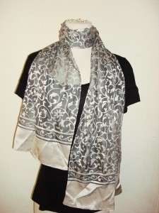Honey Neck wrap scarf gray silver sheer w/ fabric deisgn special 