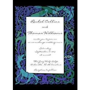  Moonlight Blue Celtic Animals Wedding Invitation (10 pack 