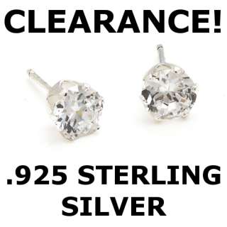 Sterling Silver 2 ct. Large 6mm Round CZ Studs Earrings  