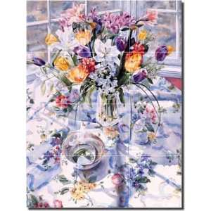 April Bouquet with Bowl by William C. Wright   Floral Flowers Ceramic 