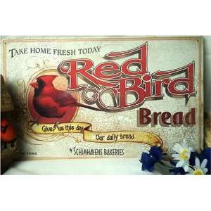 Tin Sign Red Bird Bread  Home & Kitchen