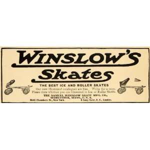  1909 Ad Winslow Skates Ice Roller Worcester Sports Game 