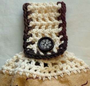 Crochet Top DOUBLE HAND DISH TOWEL Coffee Latte Brown  