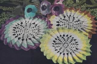 Vintage Crochet PATTERN Sunburst Pleated Ruffle Doily  