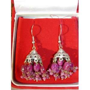  Sterling Silver Ruby Moghul Polki Earring: Jewelry