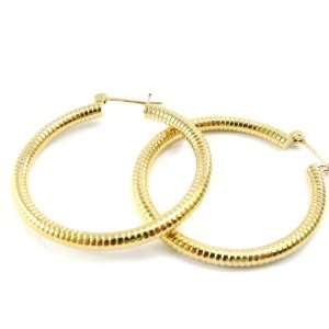  Hoops plated gold Quadrilles. Jewelry
