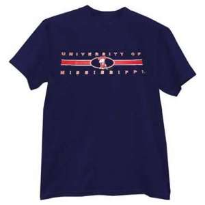  Mississippi Rebels Navy Oval Bar T shirt: Sports 