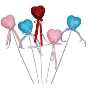   Pcs 13 Craft Heart Picks w/ Matching Ribbon (#6431)  Fuchsia/Hot Pink