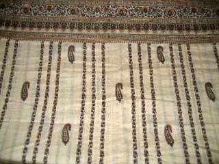 Cream Coffee Pure Silk Antique Sari Saree SALE Fabric #0021T  