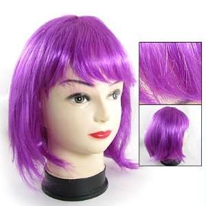  Purple Bob Style Flat Bang Synthetic Fiber Hairpiece Wig 