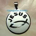 christian jesus ichthus fish symbol stainless charm pendant necklace 