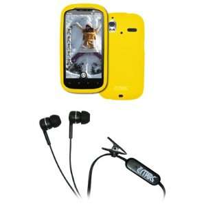  HTC Amaze 4G Yellow Silicone Skin Case Cover + Stereo Hands Free 