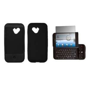 Black Silicone Gel Skin Cover Case + LCD Screen Protector for HTC G1 