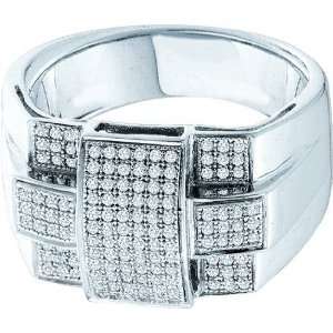  10KWG Micro Pave Diamond Mens Ring Featuring 0.50 Carat 
