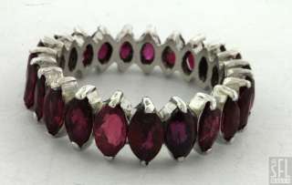 VINTAGE PLATINUM 8.0CT MARQUISE CUT RUBY ETERNITY BAND RING  