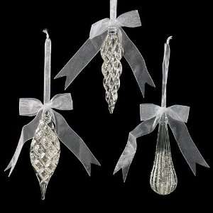   : Set Of 3 Silver Glitter Icicle Christmas Ornaments: Home & Kitchen