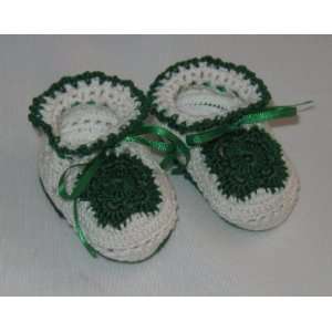   Crocheted Green and White Baby Booties by Mennonites: Everything Else