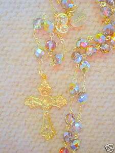 CRYSTAL MAREA   SILVER GOLD MIX  18K GOLD PLATED ROSARY  