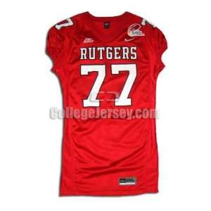  Red No. 77 Game Used Rutgers Nike Football Jersey Sports 