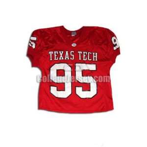  Red No. 95 Game Used Texas Tech Nike Football Jersey 