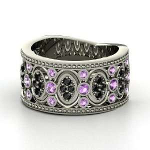 Renaissance Band, Sterling Silver Ring with Amethyst & Black Diamond