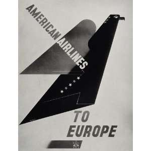  1947 Print American Airlines Europe McKnight Kauffer Ad 