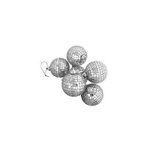   Gleaming Silver Mirrored Glass Disco Ball Christmas Or: Home & Kitchen