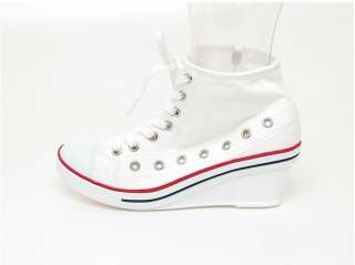 Women Wedge Heel High Top Sneakers Tennis Shoes Boots White US 5.5~8 