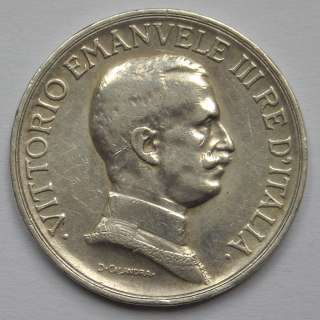 Italy 1 lira 1917 Silver Coin vf vf+ Rare  