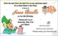 Personalized Mad Hatter Tea Birthday Party Invitations  
