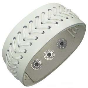  Flower Leather Snakeskin Bracelet Cuff White Toys & Games