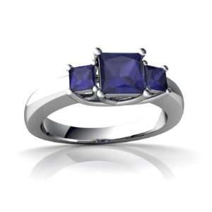  14K White Gold Square Genuine Sapphire Trellis Ring Size 9 