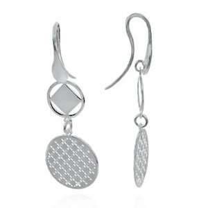 Sterling Silver Stampato Dangle Earrings, Italian Product and Design 