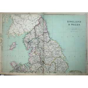   1872 Blackie Geography Maps England Wales Isle Man Sea