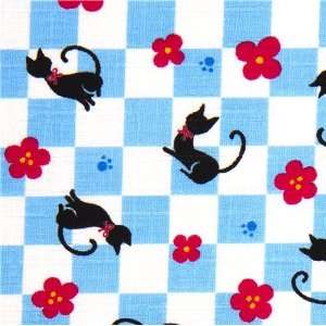  cute checkered kitty fabric flowers from Japan (Sold in 