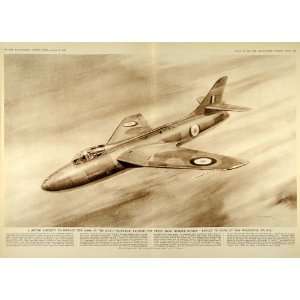  1955 RAF Hawker Hunter Swept Wing Jet Fighter UK Print 