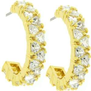  Jewelry Design JGE01663G C01 Trillion Cut Hoop Earrings 