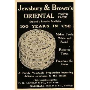  1906 Ad Jewsbury Browns Oriental Tooth Paste Tub 