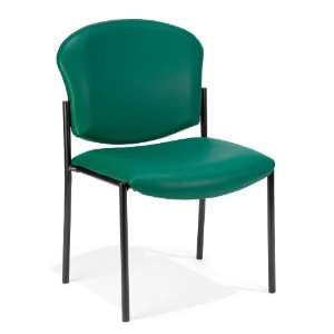  Vinyl Upholstered Armless Stacking Chair   Teal Office 