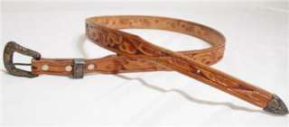 Handmade ML Leddy Tooled Saddle Leather Belt ladies Sterling Silver 