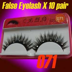 071 Long Thick False Eyelashes W/5pcs Rhinestones X10  