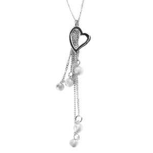 Journee Collection Silvertone Heart Dangle Necklace 925 Stamp 